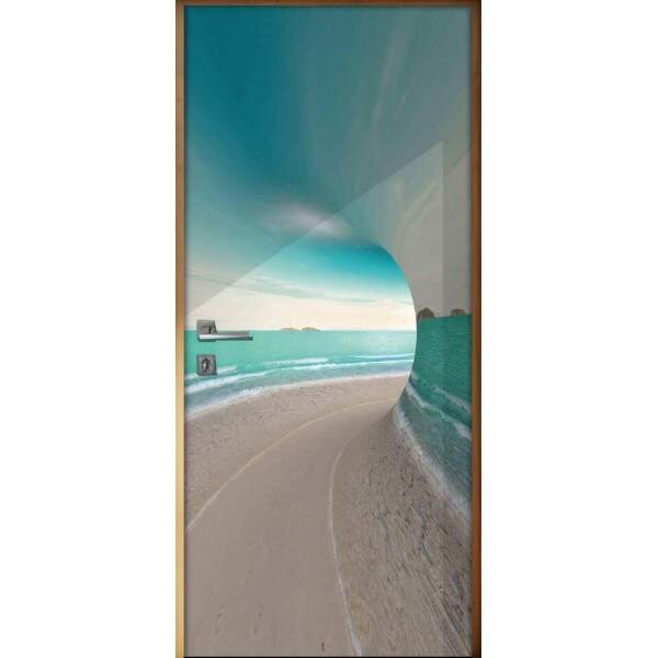 Adesivo Para Porta Paisagem Redemoinho No Mar