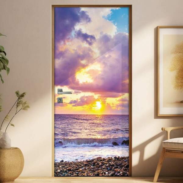 Adesivo para Porta Paisagem 87 Praia e Ondas