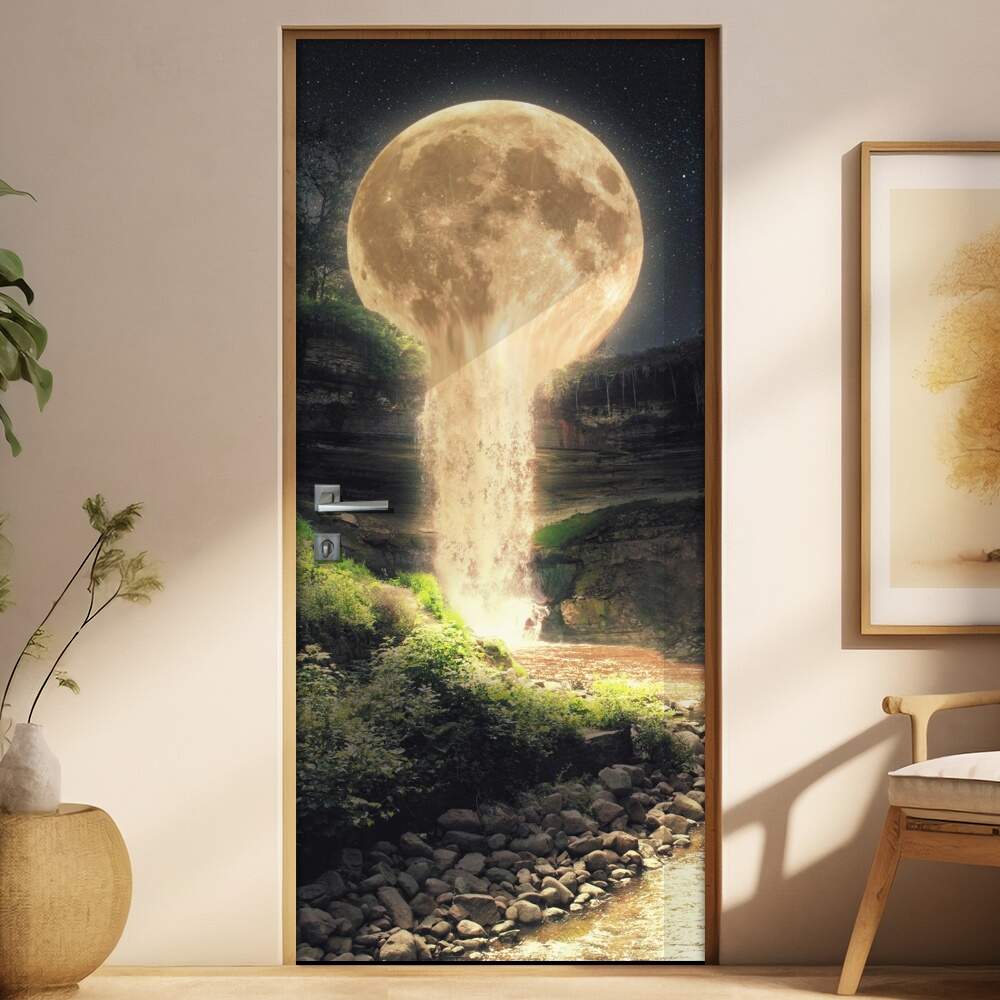 Adesivo para Porta Paisagem 88 Cachoeira na Lua