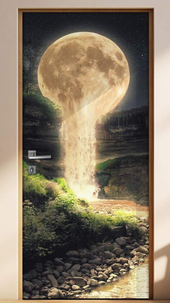 Adesivo para Porta Paisagem 88 Cachoeira na Lua