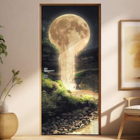 Adesivo para Porta Paisagem 88 Cachoeira na Lua