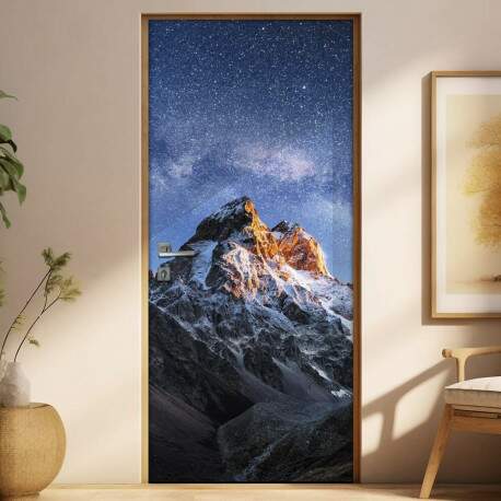 Adesivo para Porta Paisagem 95 Montanha e Estrelas