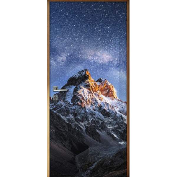 Adesivo para Porta Paisagem 95 Montanha e Estrelas
