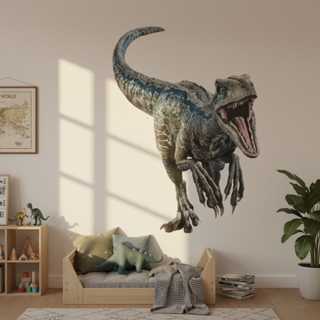 Adesivo de Parede Dinossauro Velociraptor Blue