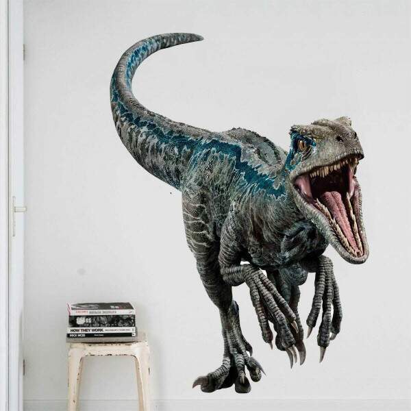 Adesivo de Parede Dinossauro Velociraptor Blue
