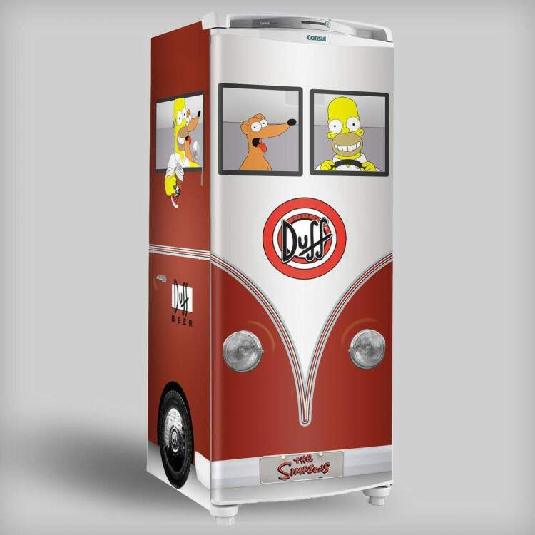 Envelopamento de Geladeira Inteira - Homer Kombi Duff Beer