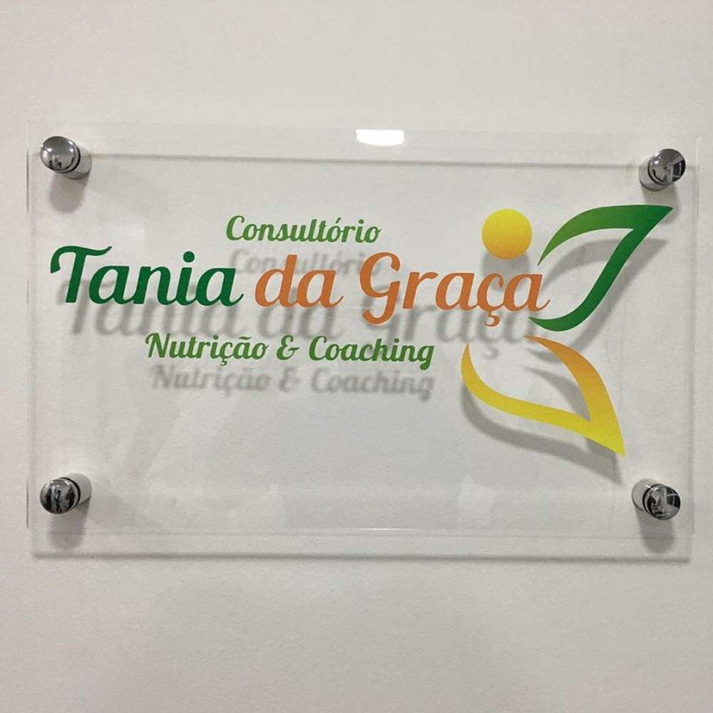 Placa de Acr�lico 3mm Com Logo Adesivado e Fixadores