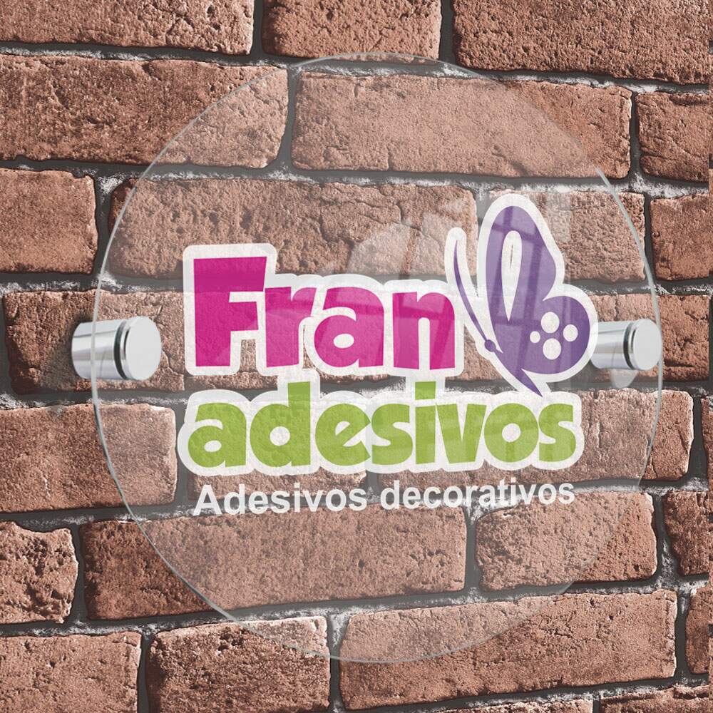 Placa de Acr�lico 3mm Com Logo Adesivado e Fixadores