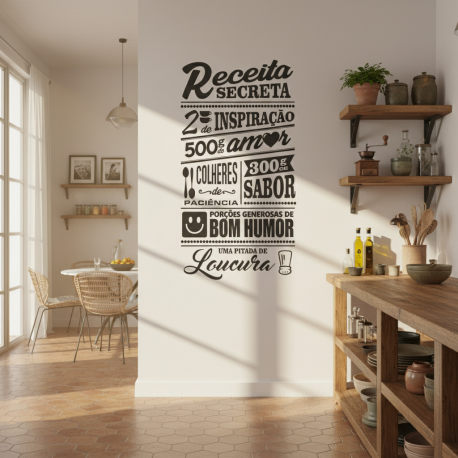 Adesivo de Parede Frase Receita Secreta