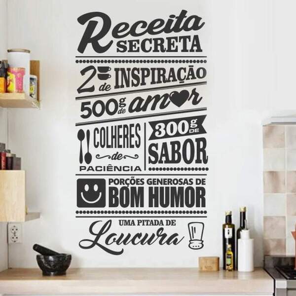 Adesivo de Parede Frase Receita Secreta