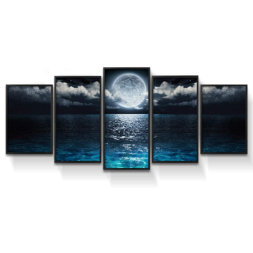 Kit 5 Quadros Decorativos Mosaico Lua e Mar 11