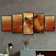 Kit 5 Quadros Decorativos Mosaico Le�o e Leoa