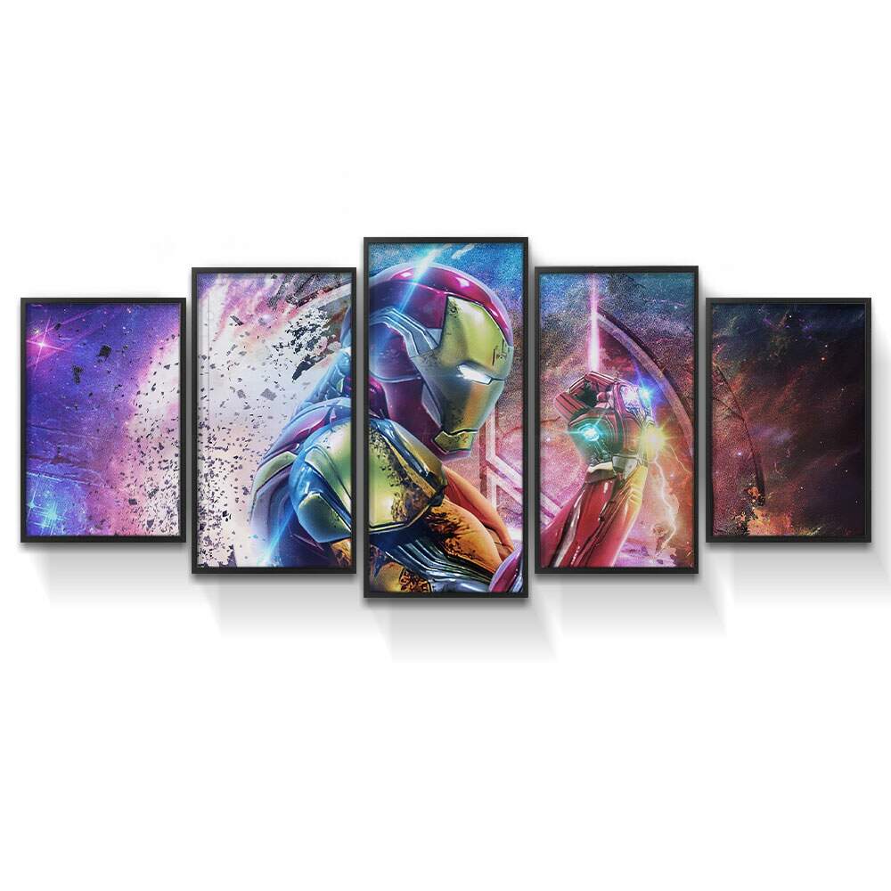 Kit 5 Quadros Decorativos Mosaico Homem de Ferro