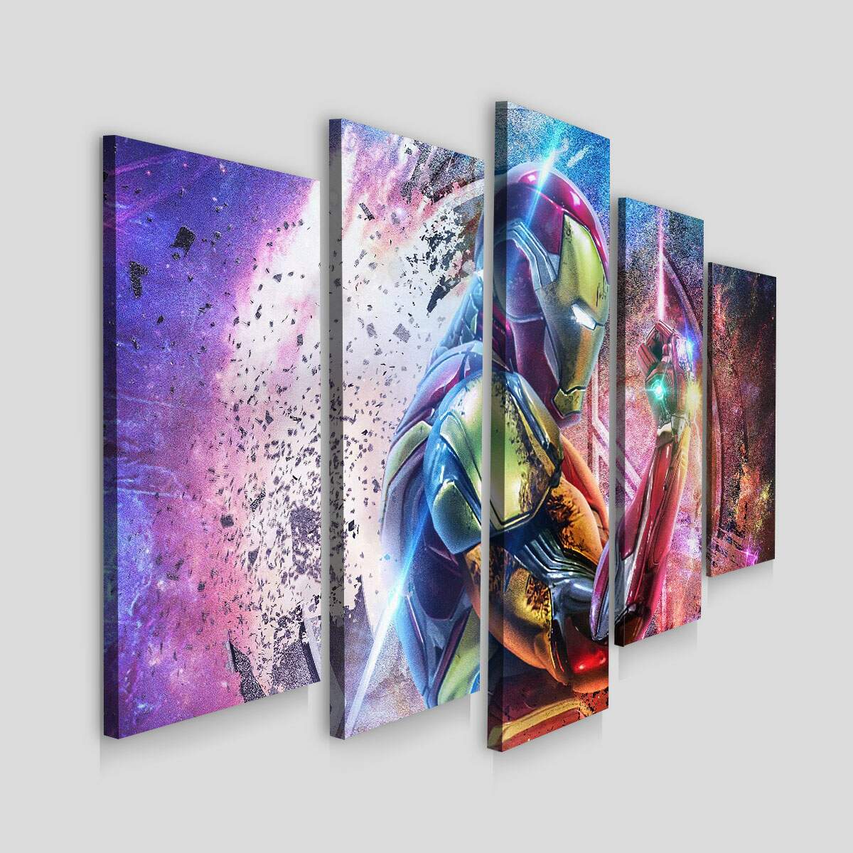 Kit 5 Quadros Decorativos Mosaico Homem de Ferro