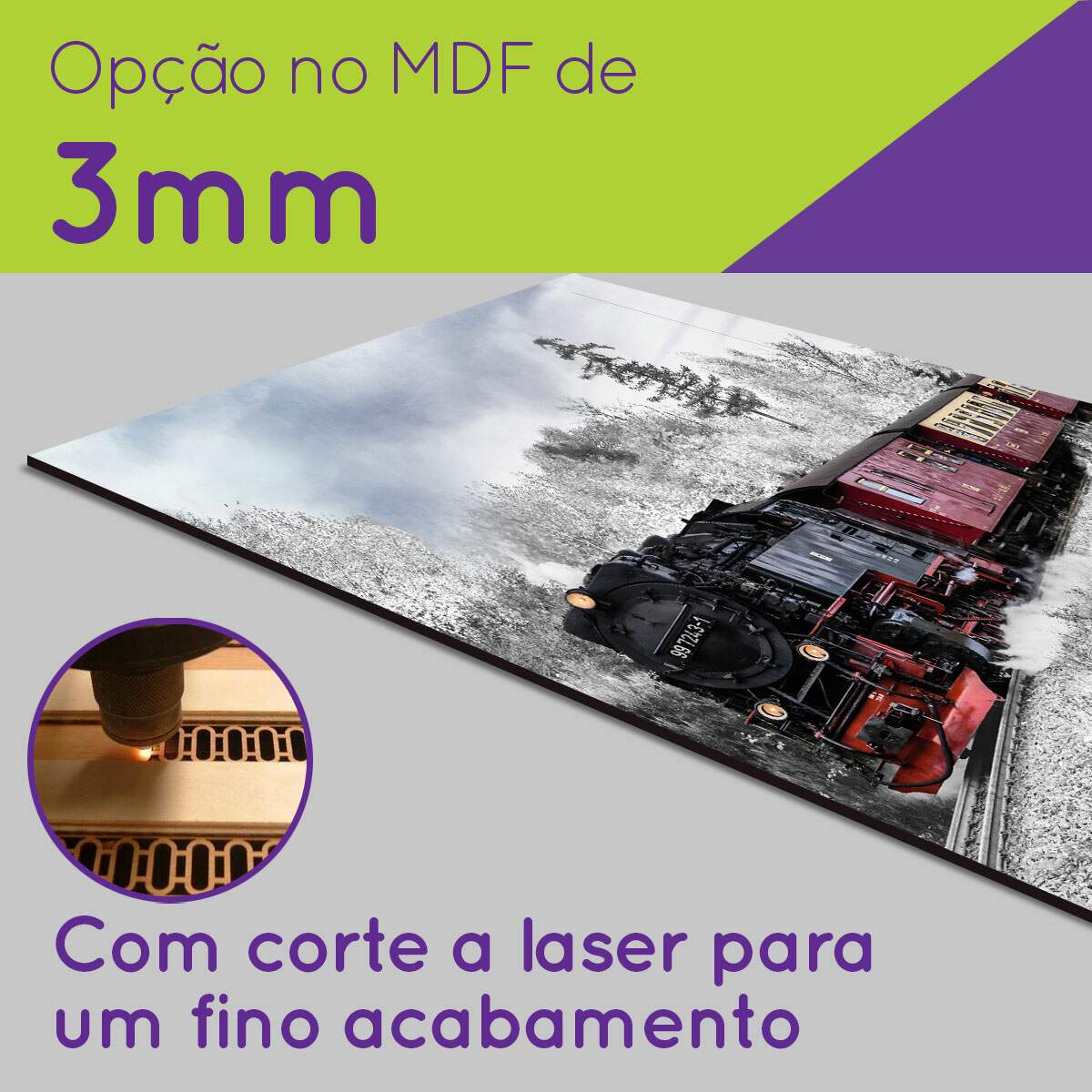 Kit 5 Quadros Decorativos Mosaico Locomotiva