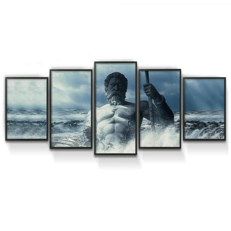 Kit 5 Quadros Decorativos Mosaico Poseidon