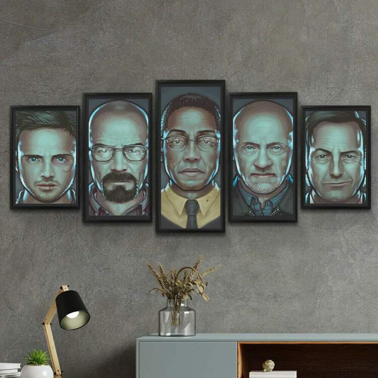 Kit 5 Quadros Decorativos Mosaico Breaking Bad