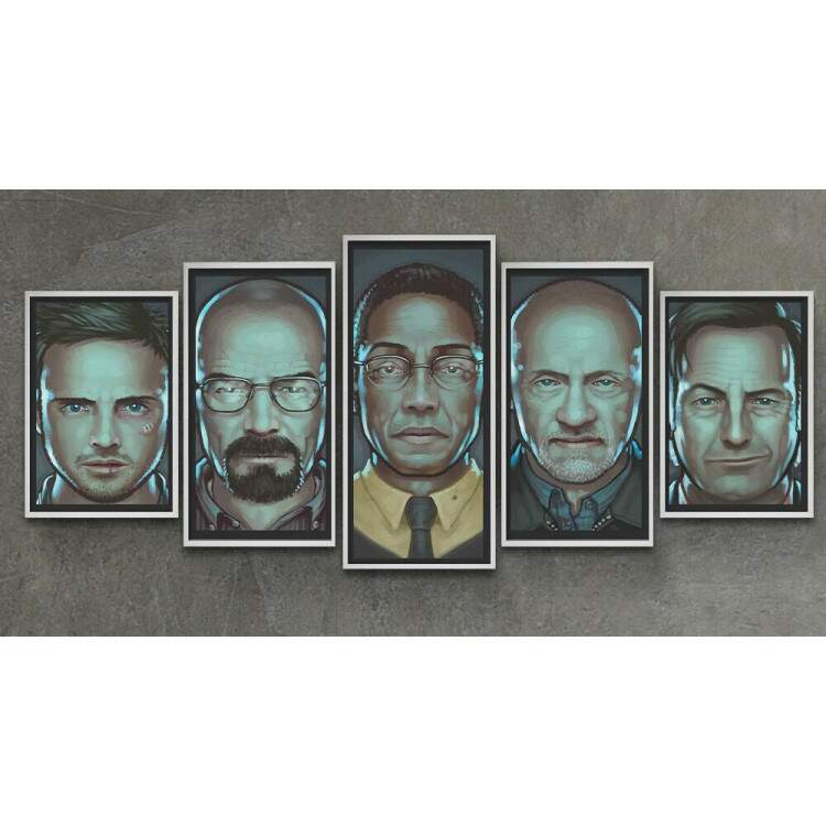 Kit 5 Quadros Decorativos Mosaico Breaking Bad