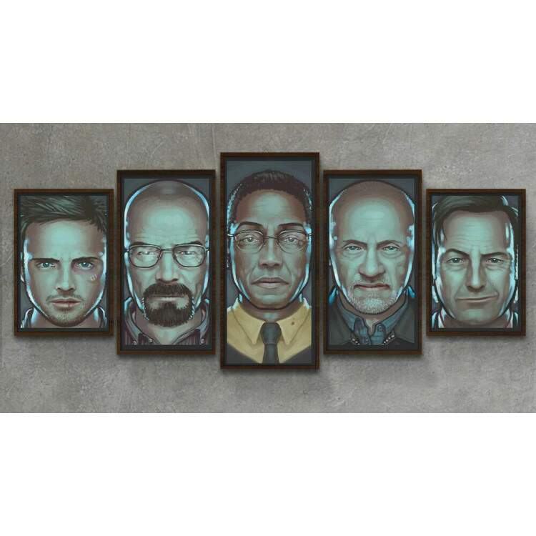 Kit 5 Quadros Decorativos Mosaico Breaking Bad