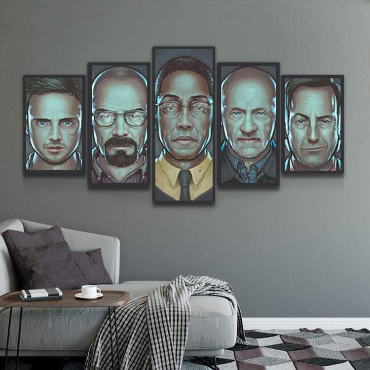 Kit 5 Quadros Decorativos Mosaico Breaking Bad