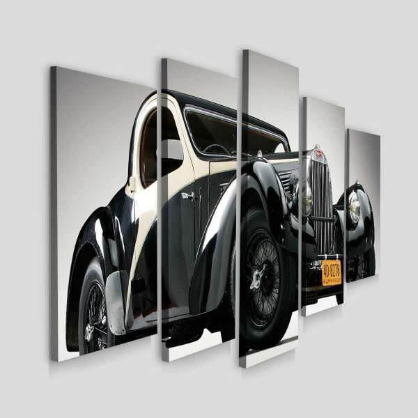 Kit 5 Quadros Decorativos Mosaico Carro Antigo Preto