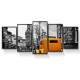 Kit 5 Quadros Decorativos Mosaico Carro Amarelo