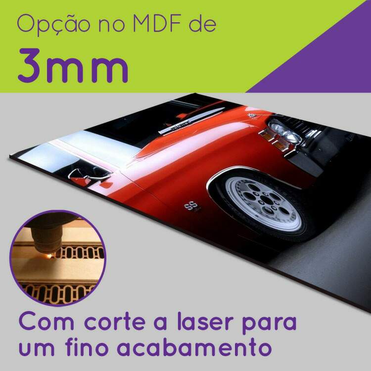 Kit 5 Quadros Decorativos Mosaico Carro Muscle Vermelho