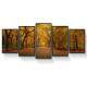 Kit 5 Quadros Decorativos Mosaico �rvores Folhas Amarelas 08