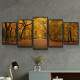 Kit 5 Quadros Decorativos Mosaico �rvores Folhas Amarelas 08