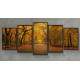 Kit 5 Quadros Decorativos Mosaico �rvores Folhas Amarelas 08