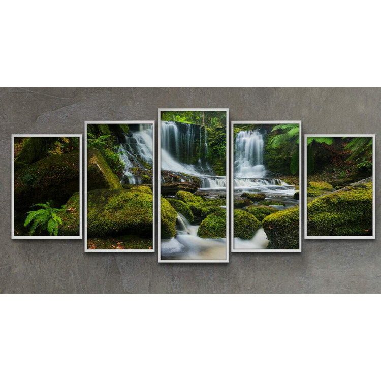 Kit 5 Quadros Decorativos Mosaico Paisagem Cachoeira 03