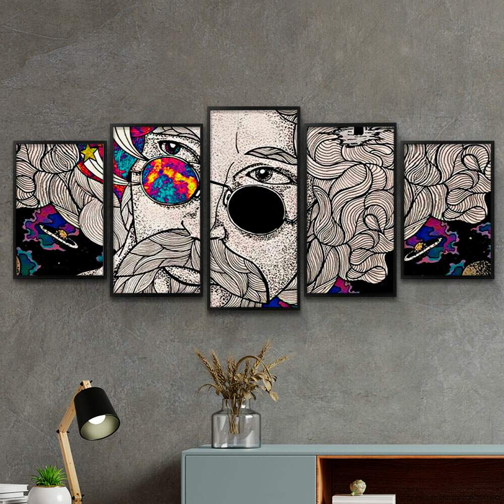 Kit 5 Quadros Decorativos Mosaico Raul Seixas