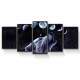 Kit 5 Quadros Decorativos Mosaico Lobo e Fases da Lua