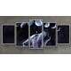 Kit 5 Quadros Decorativos Mosaico Lobo e Fases da Lua