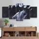 Kit 5 Quadros Decorativos Mosaico Lobo e Fases da Lua