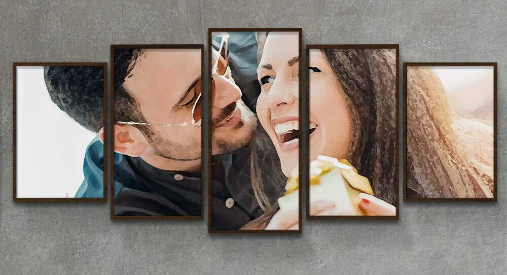 Kit 5 Quadros Decorativos Mosaico Personalizado com sua Foto