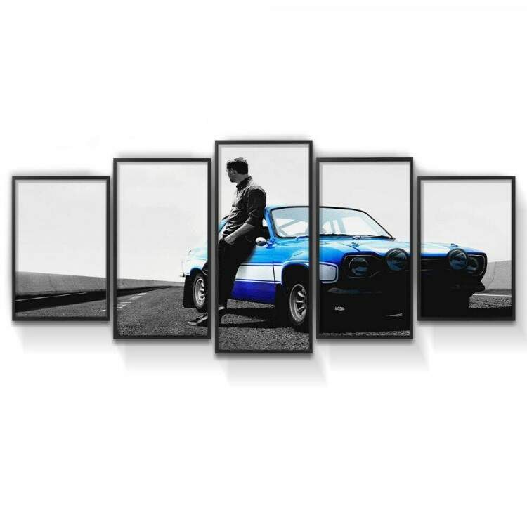 Kit 5 Quadros Decorativos Mosaico Paul Walker Velozes e Furiosos 02