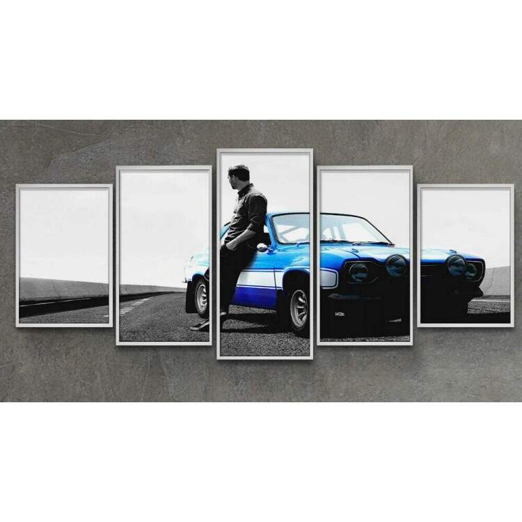 Kit 5 Quadros Decorativos Mosaico Paul Walker Velozes e Furiosos 02