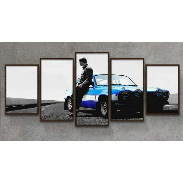 Kit 5 Quadros Decorativos Mosaico Paul Walker Velozes e Furiosos 02