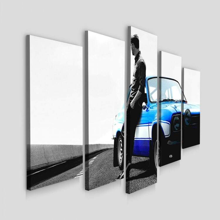 Kit 5 Quadros Decorativos Mosaico Paul Walker Velozes e Furiosos 02