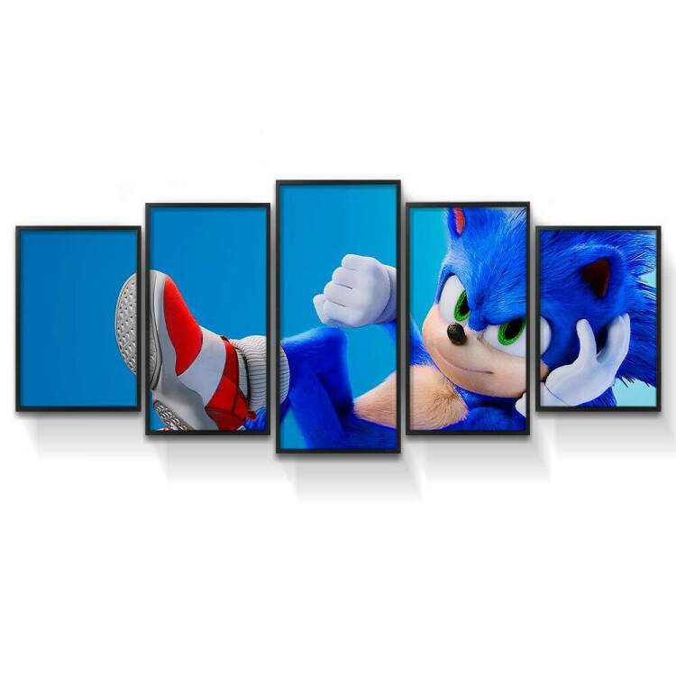 Kit 5 Quadros Decorativos Mosaico Sonic 01