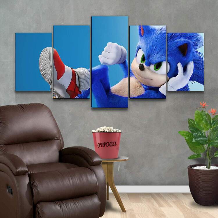 Kit 5 Quadros Decorativos Mosaico Sonic 01