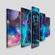 Kit 5 Quadros Decorativos Mosaico Le�o Galaxia