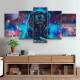 Kit 5 Quadros Decorativos Mosaico Le�o Galaxia
