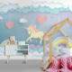 Papel de Parede Infantil Menina Unic�rnio C�u Colorido e Arco-�ris 10 MP