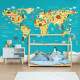 Papel de Parede Infantil com Mapa-M�ndi Colorido MP