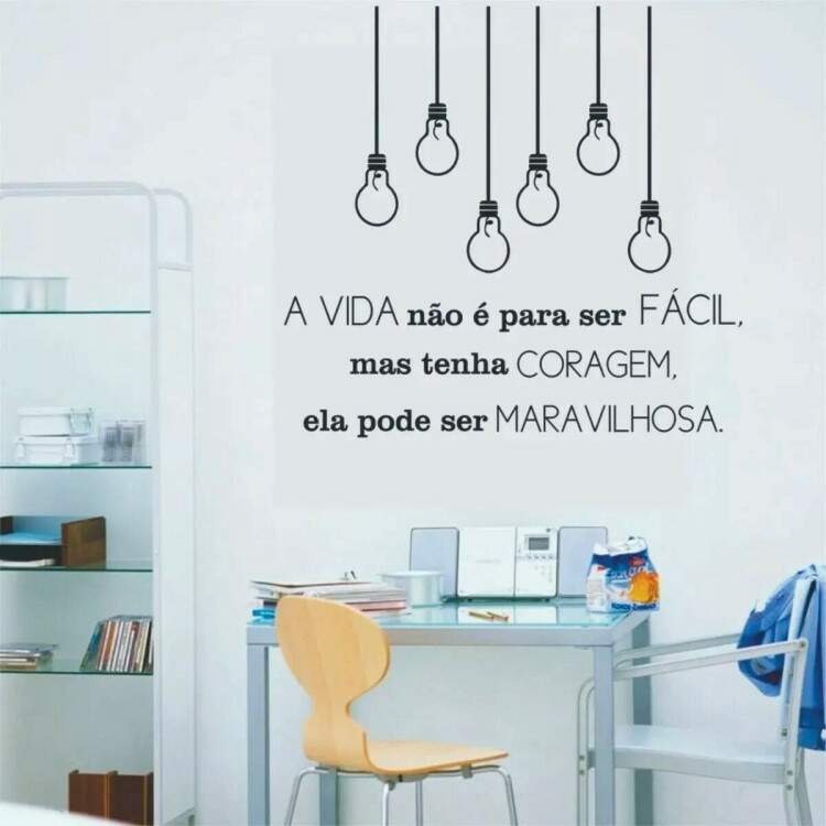 Adesivo Parede Luz Lmpada Frase Vida