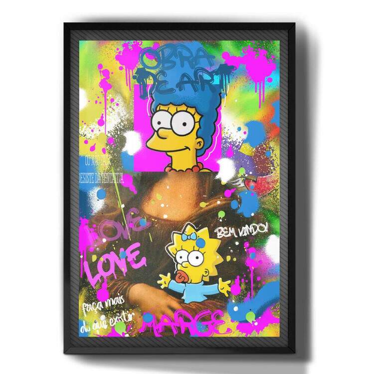 Quadro Decorativo Marge e Maggie Simpson Mona Lisa