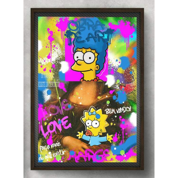 Quadro Decorativo Marge e Maggie Simpson Mona Lisa