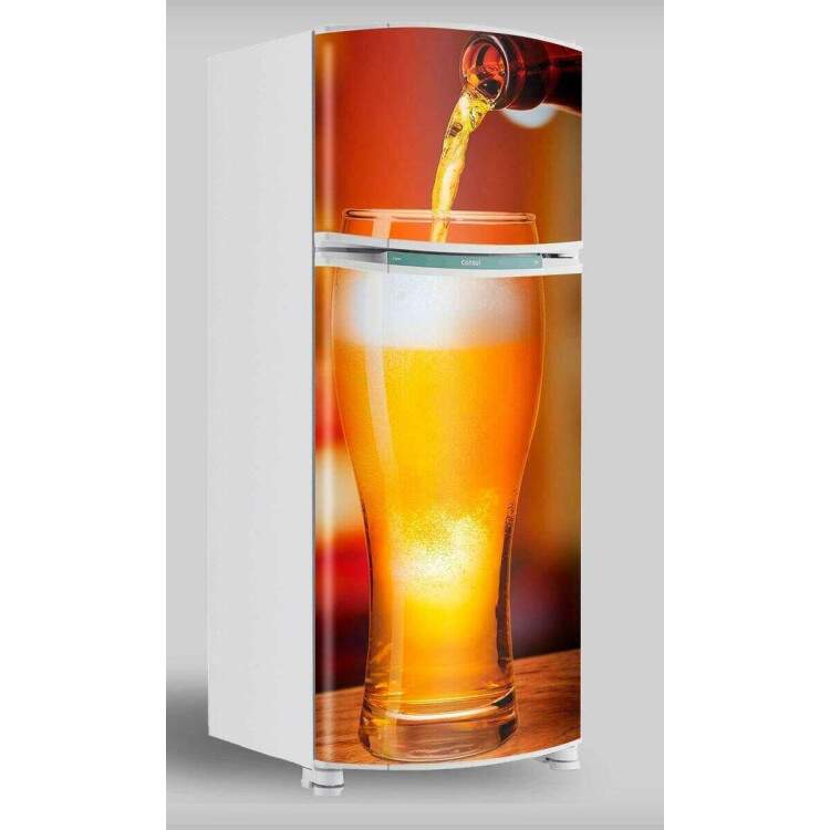 Adesivo de Geladeira Porta Inteira Copo de Cerveja